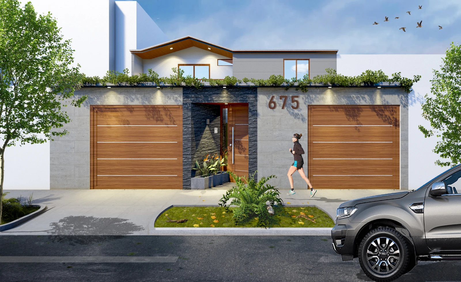 Render de fachada residencial publicado por ERCON